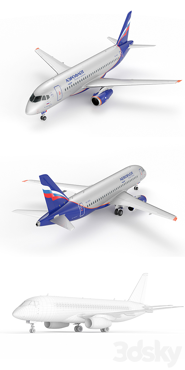 Aircraft SSJ-100 Aeroflot 3DSMax File - thumbnail 3