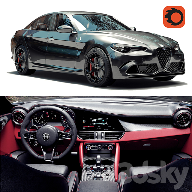 Alfa romeo giulia 3DSMax File - thumbnail 1