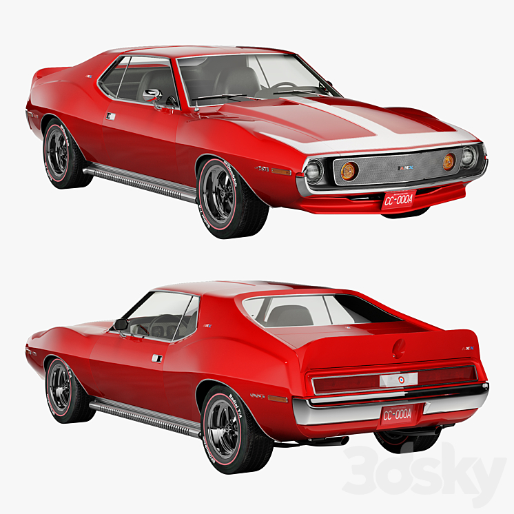 AMC AMX SST-1973 3DS Max Model - thumbnail 1