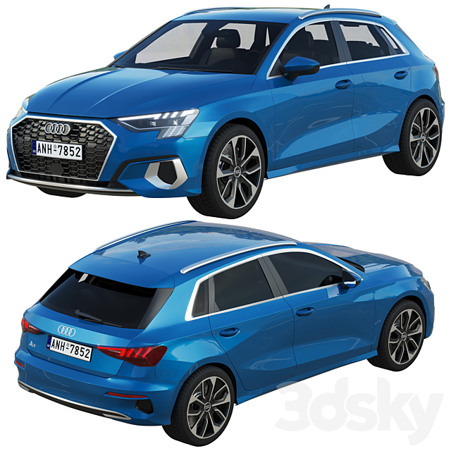 Audi A3 Sportback 2021 3DS Max Model - thumbnail 2