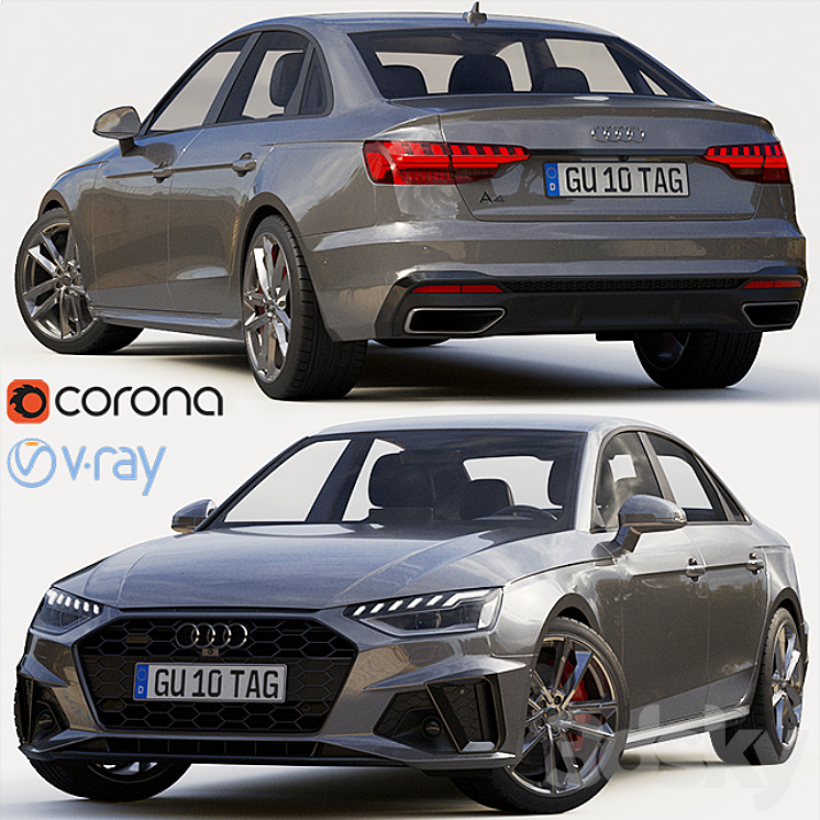 Audi A4 Sedan S-Line 2020 3DS Max - thumbnail 1