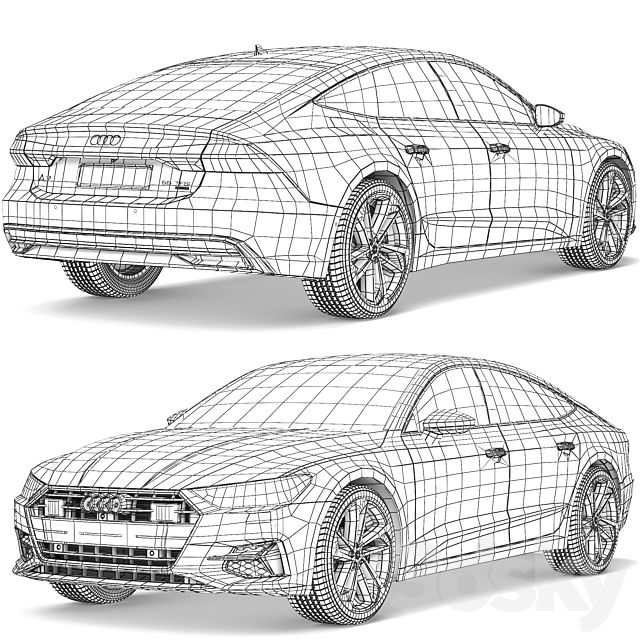 Audi A7 Sportback 2018 3ds Max - thumbnail 3