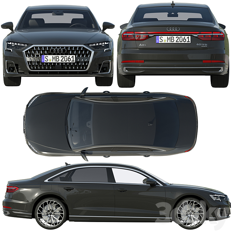 Audi A8 L 2022 3DS Max - thumbnail 2