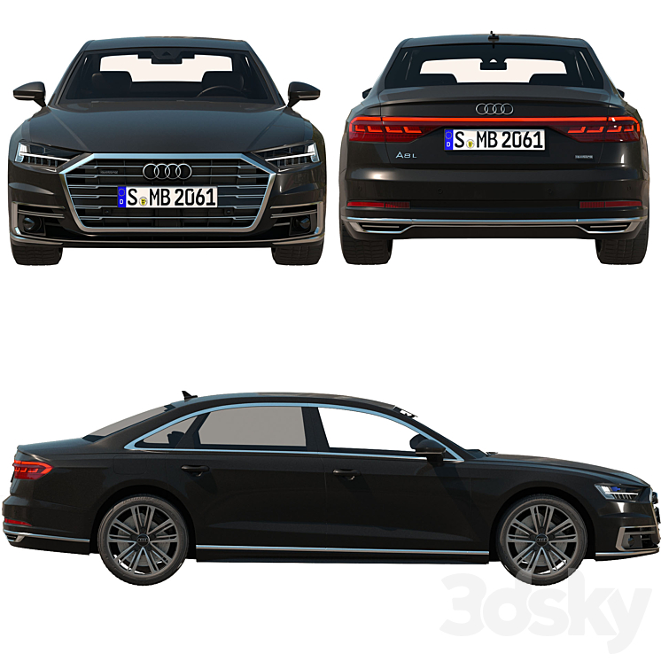 Audi A8 Long 3DS Max - thumbnail 2