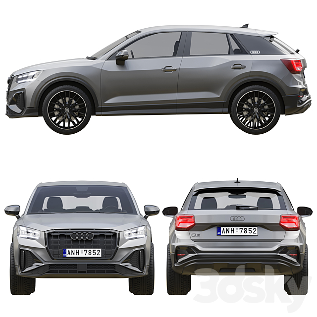 Audi Q2 2021 3DS Max Model - thumbnail 3