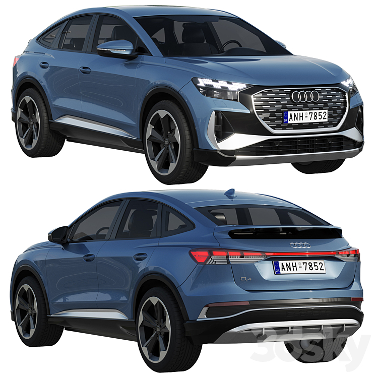 Audi Q4 Sportback e-tron 2021 3DS Max Model - thumbnail 1