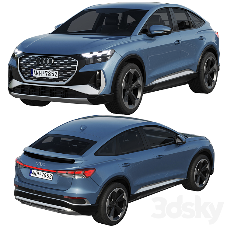 Audi Q4 Sportback e-tron 2021 3DS Max Model - thumbnail 2