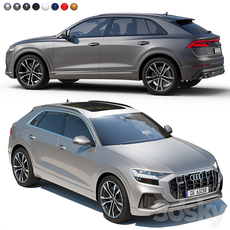 AUDI SQ8 2023 3DS Max Model - thumbnail 1