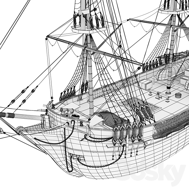 Beagle Sailboat 3DS Max Model - thumbnail 4