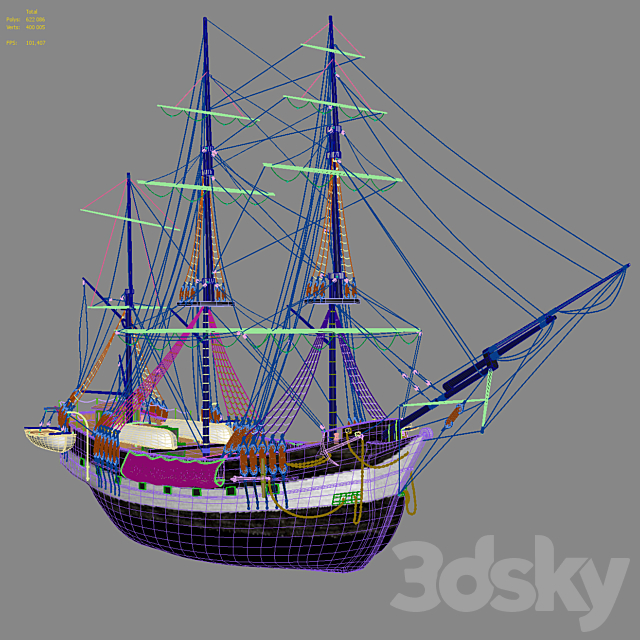 Beagle Sailboat 3DS Max Model - thumbnail 5