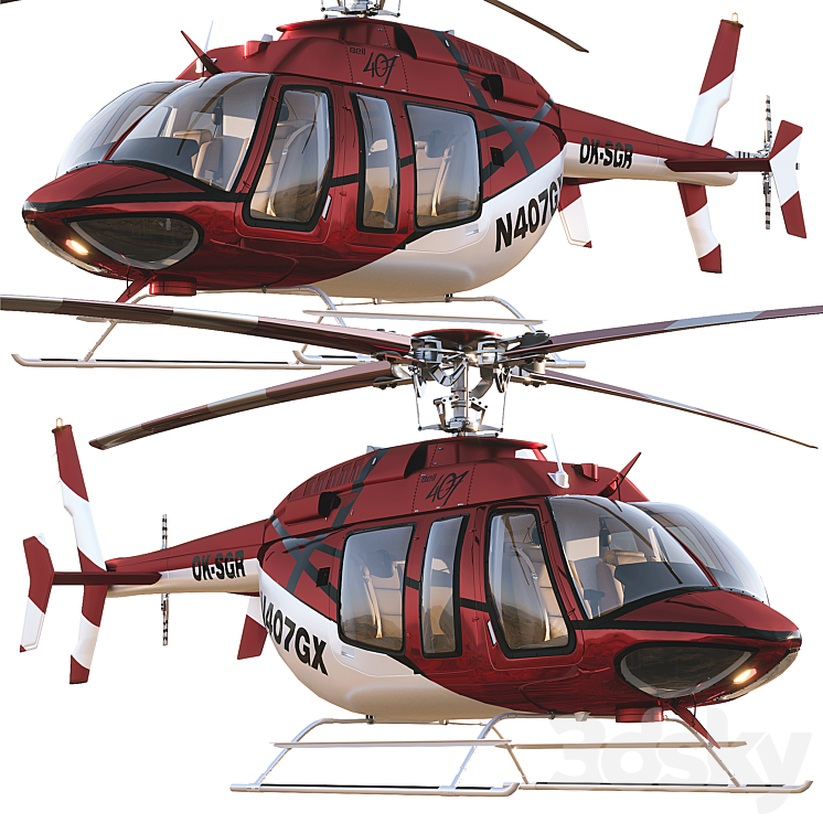 Bell407 3DS Max Model - thumbnail 1