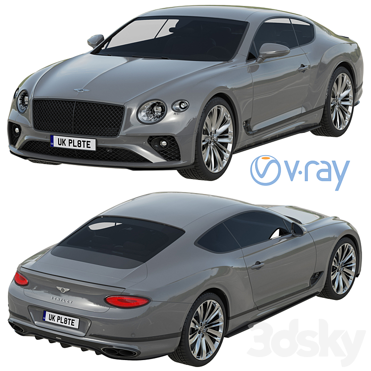 Bentley Continental GT Speed 3DS Max Model - thumbnail 2