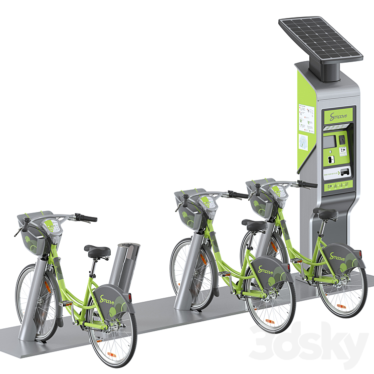 Bike Share Station 3DS Max Model - thumbnail 1