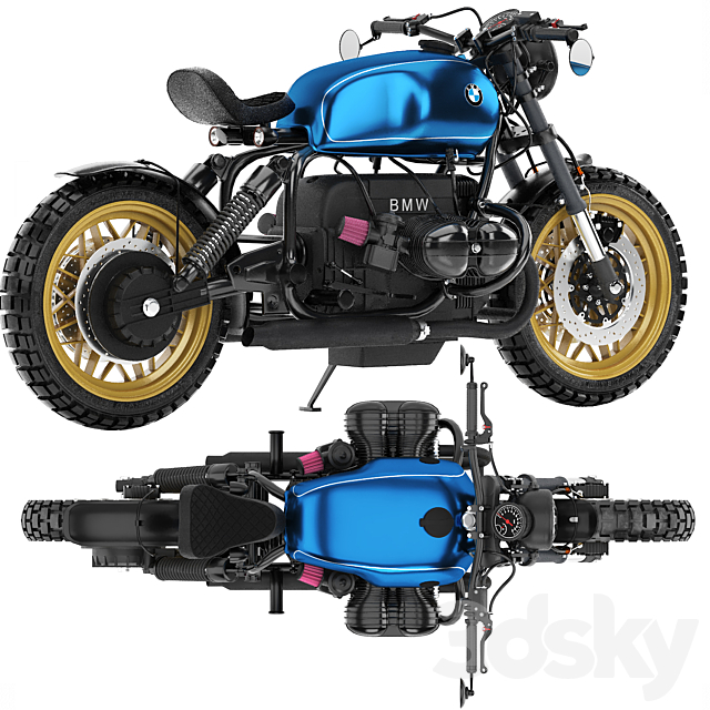 blue motorcycle 3ds Max - thumbnail 3