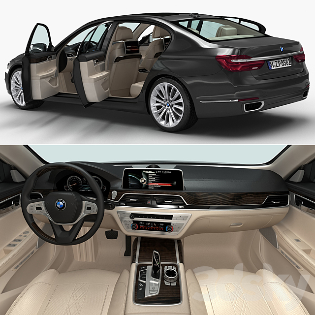 BMW 7 Series 3DS Max Model - thumbnail 2