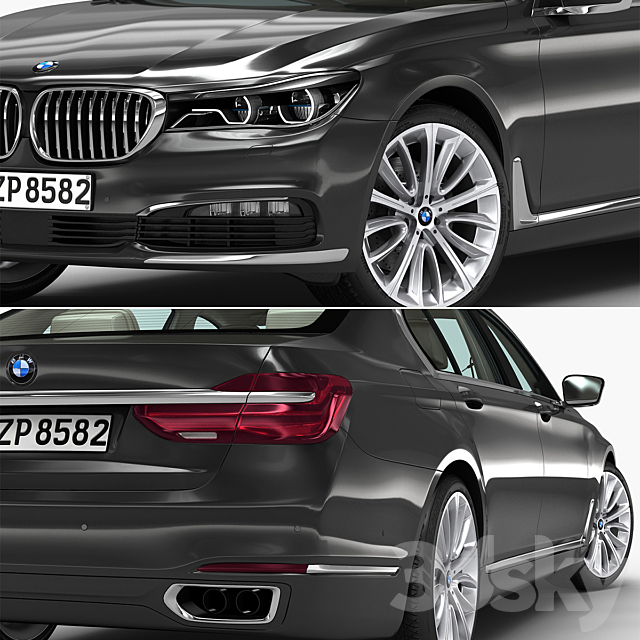 BMW 7 Series 3DS Max Model - thumbnail 3