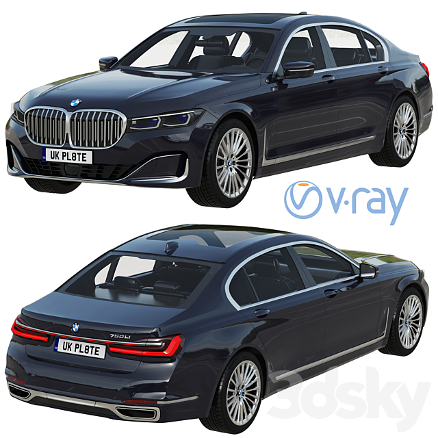 BMW 750Li 3DS Max Model - thumbnail 2