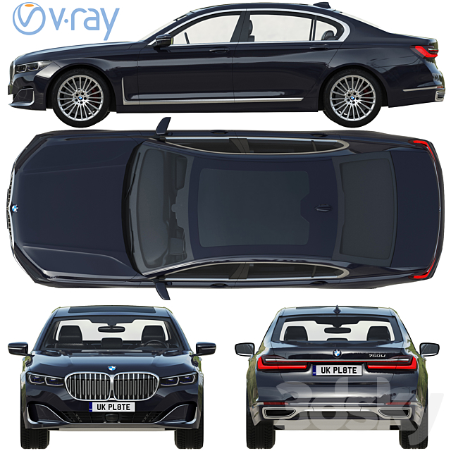 BMW 750Li 3DS Max Model - thumbnail 3