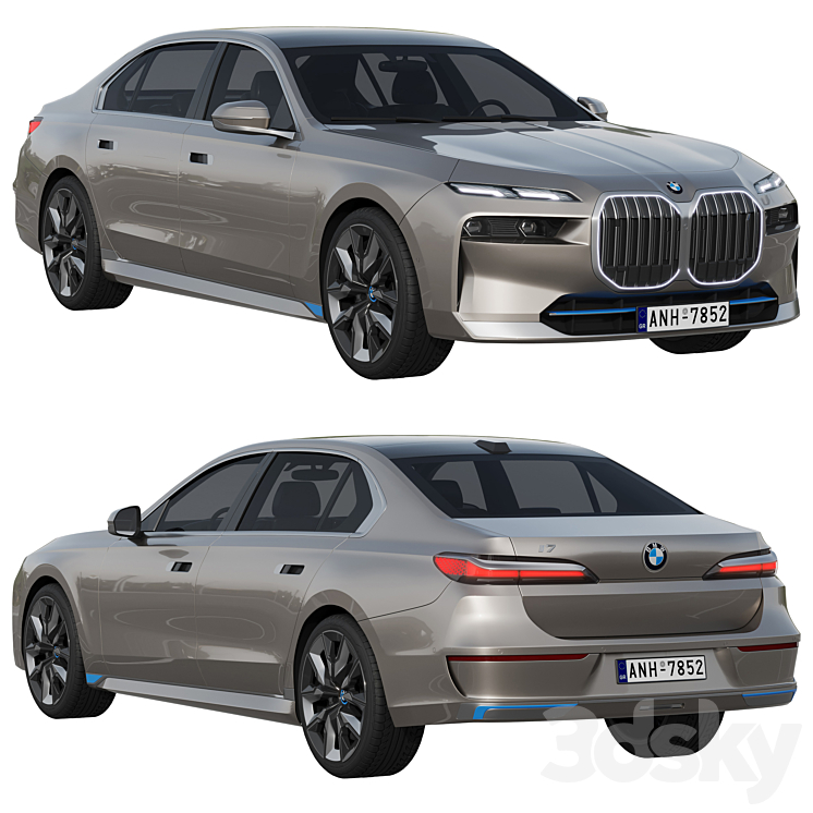 BMW i7 2023 3DS Max Model - thumbnail 1