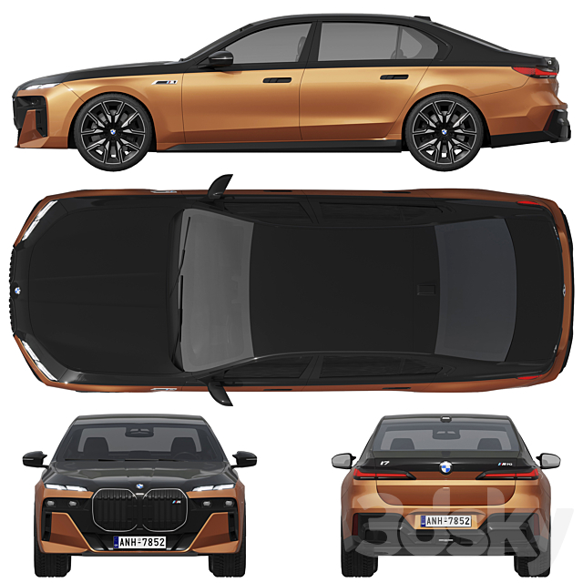 BMW i7 M70 3DS Max Model - thumbnail 3