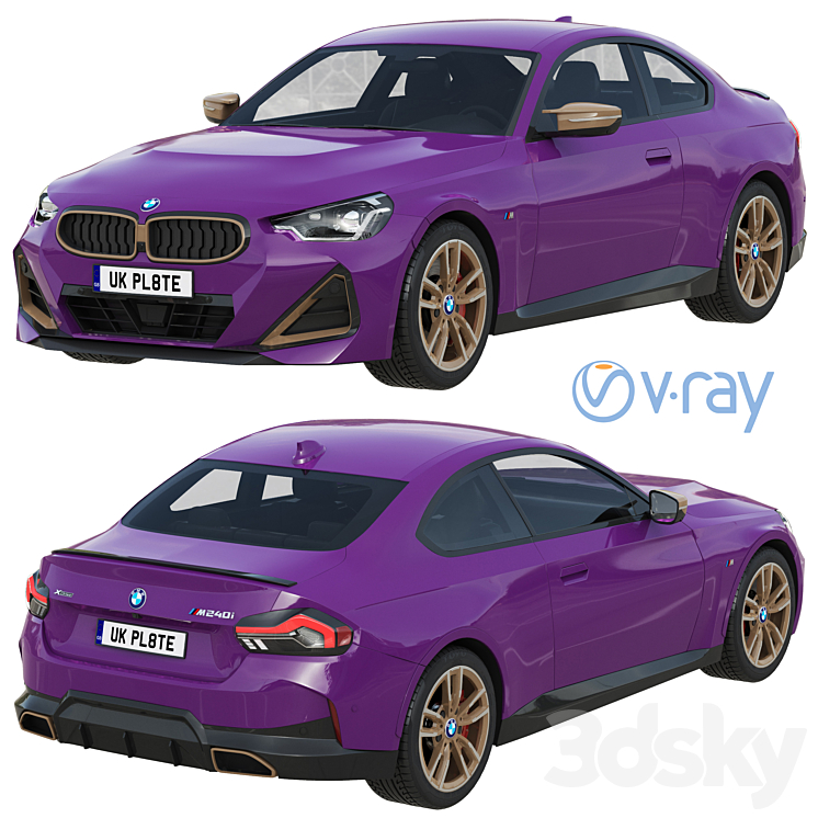 BMW M240i Coupé G42 2022 3DS Max Model - thumbnail 2