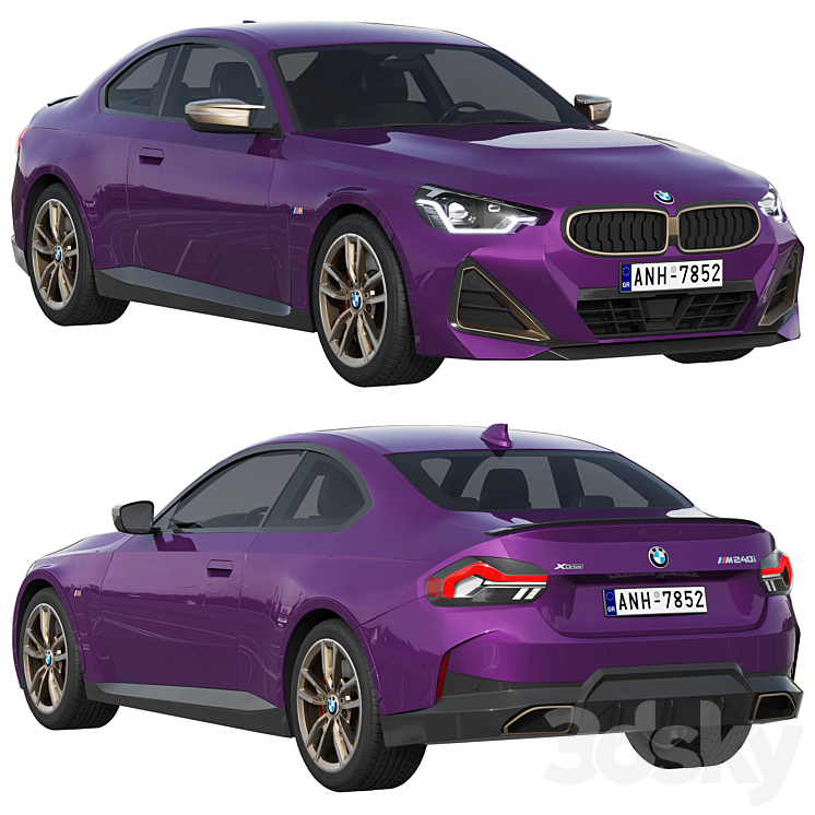 BMW M240i Coupé G42 2022 3DS Max Model - thumbnail 1