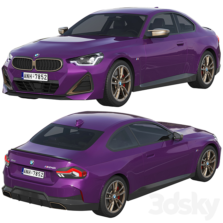 BMW M240i Coupé G42 2022 3DS Max Model - thumbnail 2