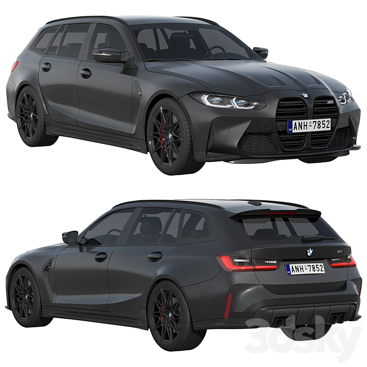 BMW M3 Competition Touring 2022 3DS Max Model - thumbnail 3