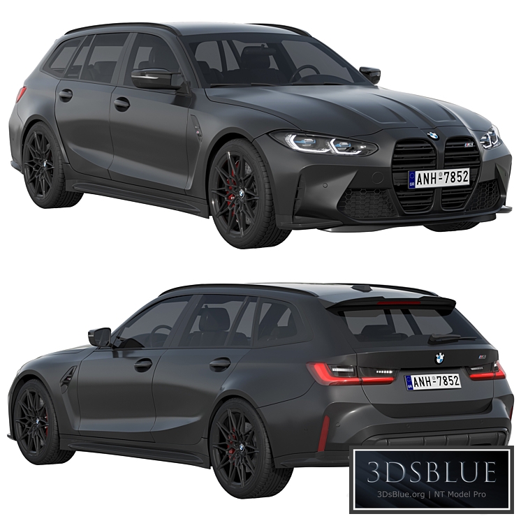 BMW M3 Competition Touring 2022 3DS Max - thumbnail 3