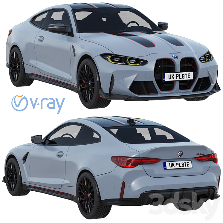 BMW M4 CSL 2022 3DS Max Model - thumbnail 1