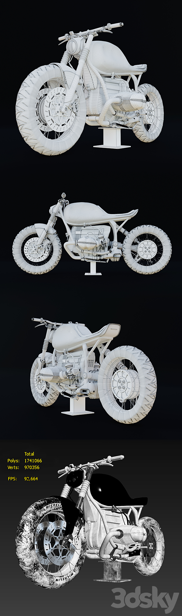 BMW R100R 3DS Max Model - thumbnail 3