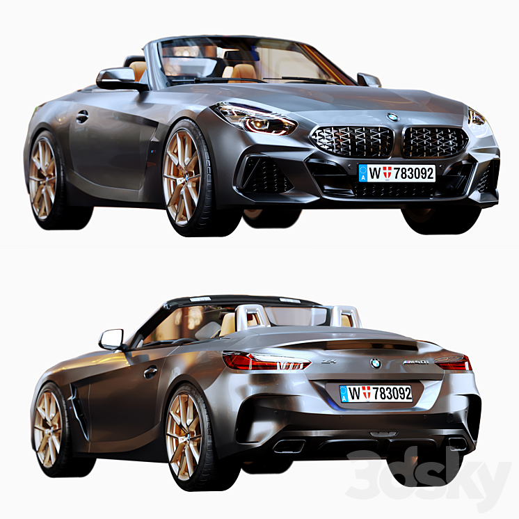 BMW Z4 M40I Roadster HQ Interior 3DS Max Model - thumbnail 1