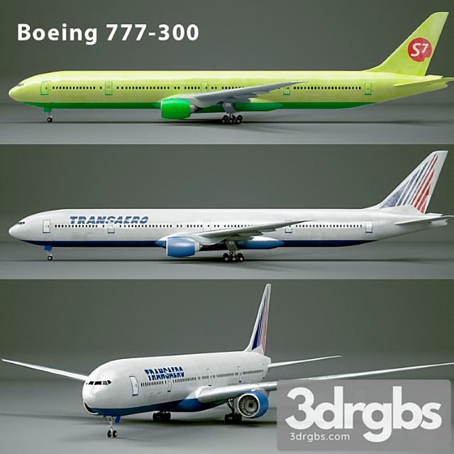 Boeing 777-300 3dsmax Download - thumbnail 1