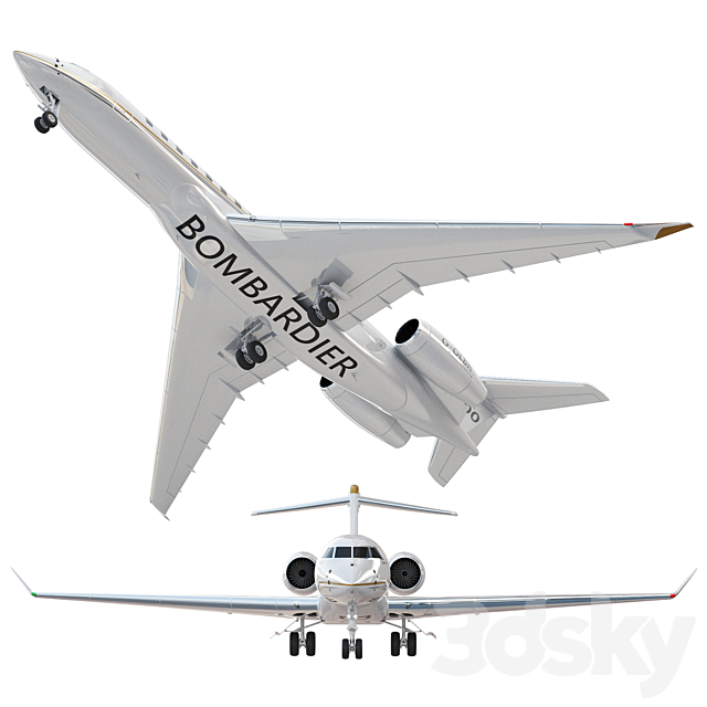 Bombardier Global 7500 aircraft 3ds Max - thumbnail 2