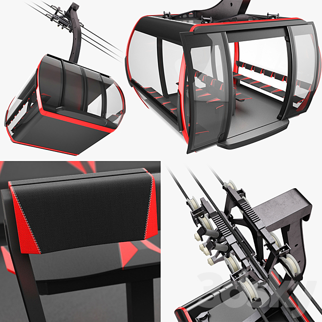 Cableway 3S Cabin CWA ATRIA for cableway 3DS Max Model - thumbnail 2