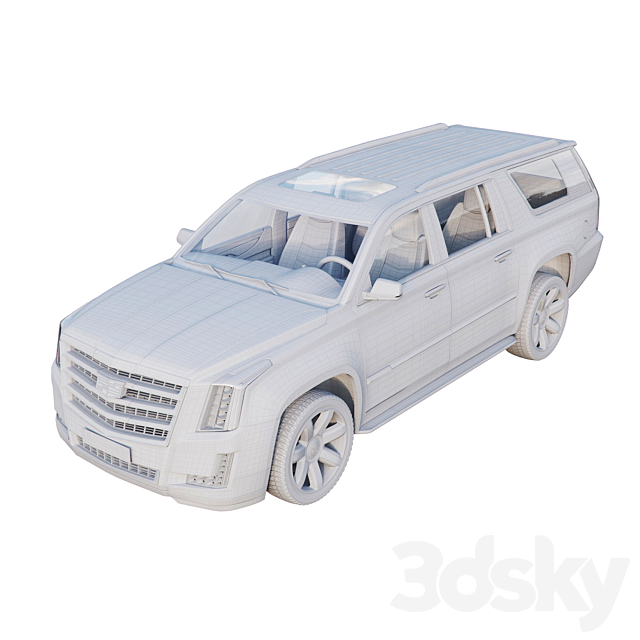 Cadillac Escalade ESV 3DS Max Model - thumbnail 3