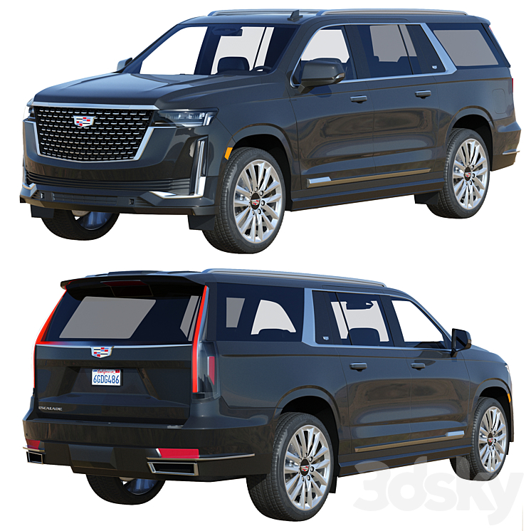 Cadillac Escalade ESV Luxury 2021 3DS Max Model - thumbnail 1