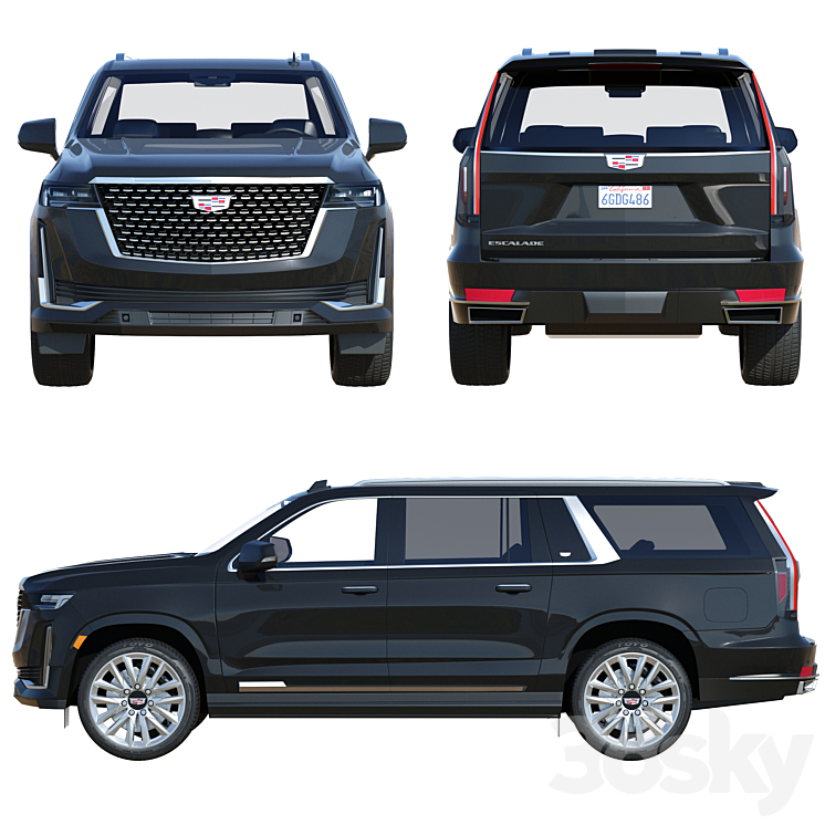 Cadillac Escalade ESV Luxury 2021 3DS Max Model - thumbnail 2