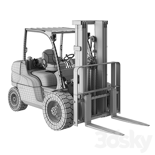 CAT Forklift. Manual Loader and Warehouse Carts Kit 3DSMax File - thumbnail 4