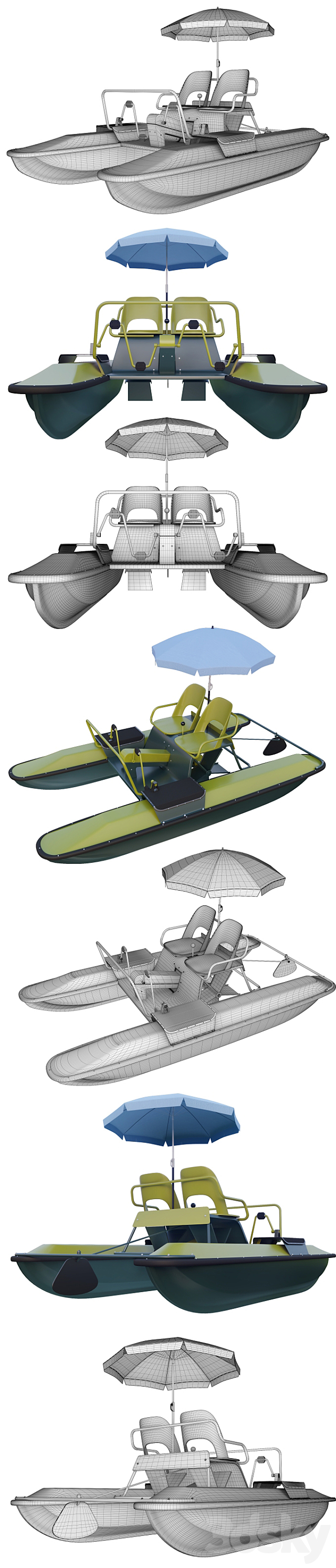 Catamaran Yantar (Water bicycle) new 3DS Max Model - thumbnail 2