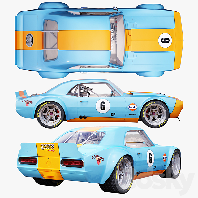 Chevrolet camaro gulf racing 1968 3DSMax File - thumbnail 2