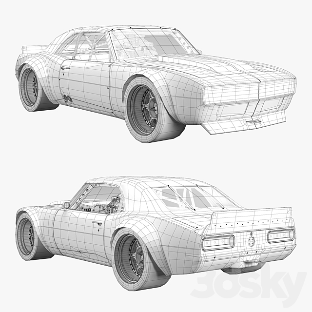 Chevrolet camaro gulf racing 1968 3DSMax File - thumbnail 6