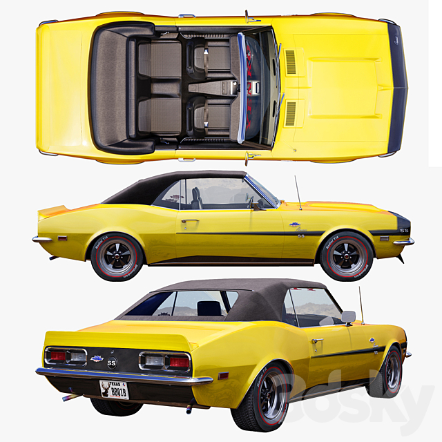 Chevrolet camaro Yenko 1968 convertible 3DSMax File - thumbnail 2