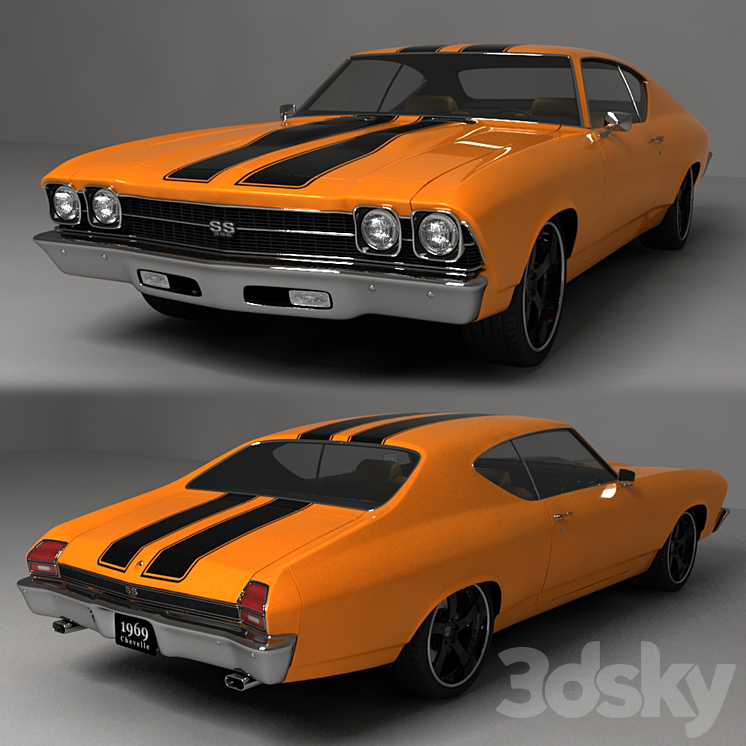 Chevrolet Chevelle SS 1969 3DS Max - thumbnail 1