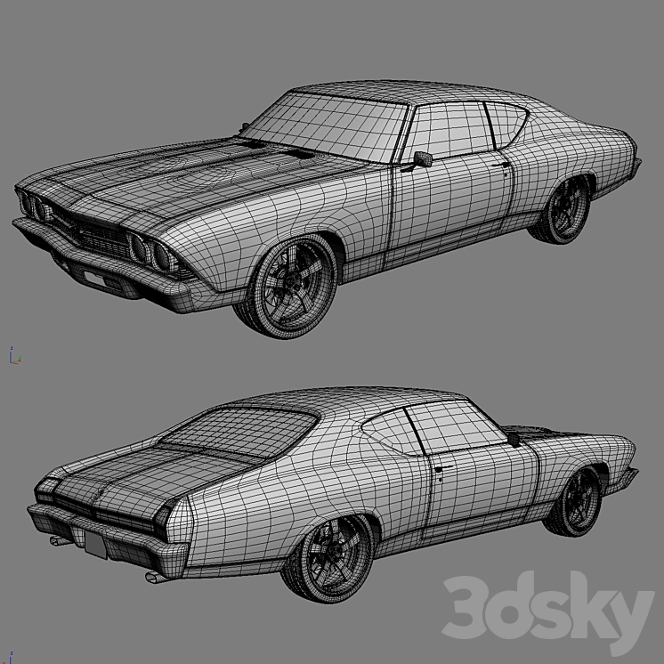 Chevrolet Chevelle SS 1969 3DS Max - thumbnail 2