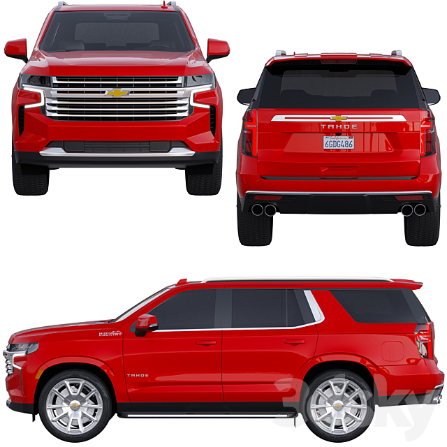 Chevrolet Tahoe High Country 2022 3DS Max Model - thumbnail 2