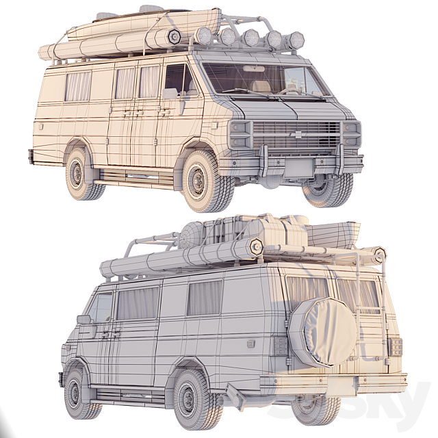 Chevrolet van 3DS Max Model - thumbnail 5