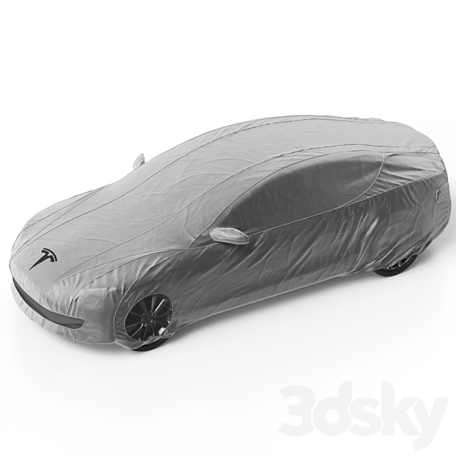 Cover for Tesla Model S electric vehicles in gray 3DS Max Model - thumbnail 5