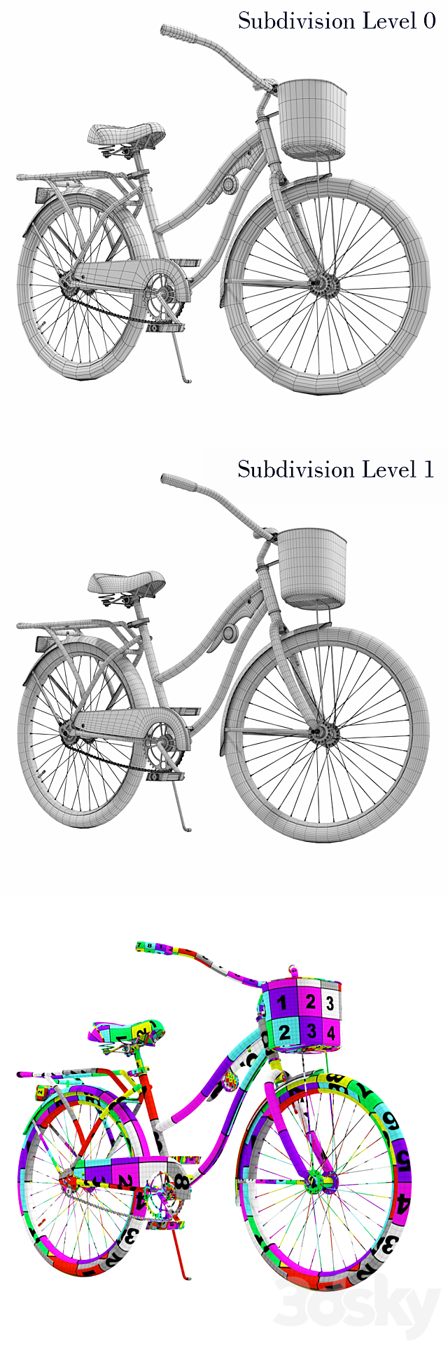 Cruiser Bike with Basket 3DS Max Model - thumbnail 2