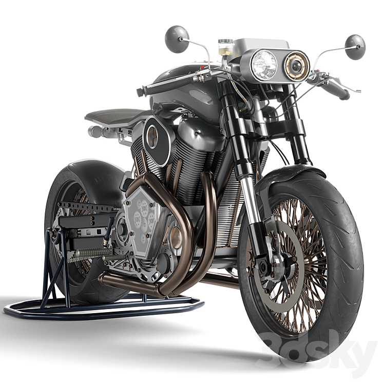 Custom motorcycle 3DS Max Model - thumbnail 3